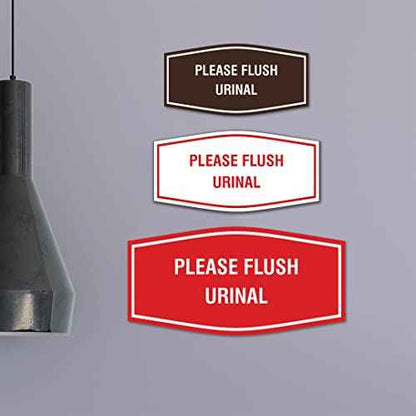 Fancy Please Flush Urinal Sign (Black) - Small