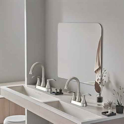 Brushed Nickel Bathroom Sink Faucets, 360¡Æ Swivel High-Arc Spout 2-Handle 4 Inch Centerset Lavatory Vanity Faucets Set for Bathroom Sink with Drain & Water Hoses, 2 Pack, VLSZST050L-2