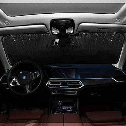 Beach Palm Windshield Sun Shade - Foldable Car Front Window Sunshades for Most Sedans SUV Truck - Blocks UV Rays and Keeps Your Vehicle Cool, 55*27.6inch