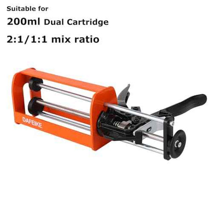 Epoxy Gun Dual Component Caulking Gun Manual Double Cartridge Caulk Gun Panel Bond Adhesive Applicator for 200 ml/6.75 fl oz Mix Ratio 1:1 and 2:1 e.g. 08115 08116, Orange