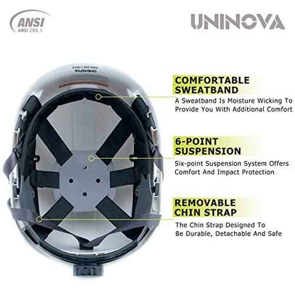 Hard Hats for Construction UNINOVA OSHA Safety Helmet 6 pt. Adjustable Suspension Cascos De Construccion