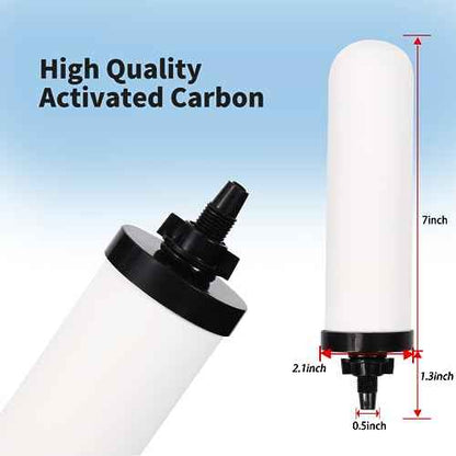 4 PACK 7" Gravity Drinking Water Ceramic Replacement Candle Element Filter with Activated Carbon, 7-Inch Gravity Water Replacement Filter for Basic Gravity Water Filter