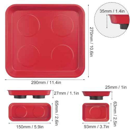 8 PCS Magnetic Trays, Include 2 PCS 11.4 X10.6Inch & 3 PCS 6 X 2.5 Inch & 3 PCS 3.6 X 2.5 Inch, Magnet Tool Tray, Magnetic Parts Tray, Red, by GENHAKON