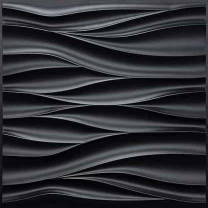 STICKGOO Black 3D Wall Panels, Wave Design Textured PVC Wall Panels, 19.7''x19.7'' Modern Accent Wall Panels for Interior Wall Decor Bedroom Office Living Room