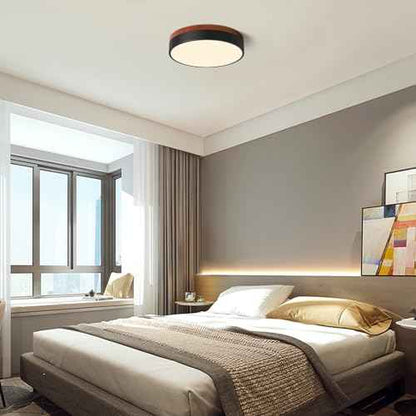 LED Ceiling Light Dimmable, Black and Wood Flush Mount Ceiling Light Fixture 5CCT in One, Minimalist Round Ceiling Lamp Modern Lighting for Kitchen, Bedroom, Hallway, Laundry Room, 11.8 Inch