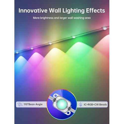 Permanent Outdoor Lights for House, 50ft with 25 Smart IC+RGB+CW LED Eaves Light, Waterproof Christmas Halloween Permanent Decor Light for Daily and Holiday, App/Remote Control