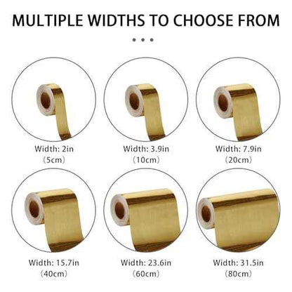 Brushed Gold Peel and Stick Wallpaper Border, PVC Self Adhesive Removable Contact Paper, Waterproof Mirror Frame Sticker for Bathroom, Kitchen and DIY Decor (394''L x 3.94''W)