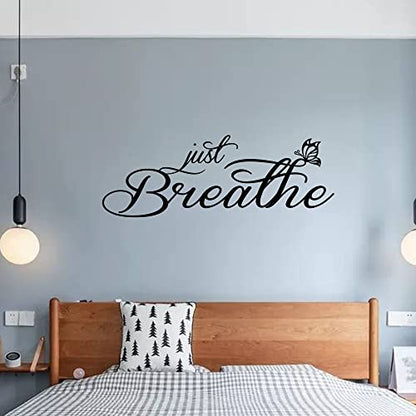 Just Breathe Inspirational Quotes Vinyl Wall Decal Positive Art Letters Sayings Living Room D?cor