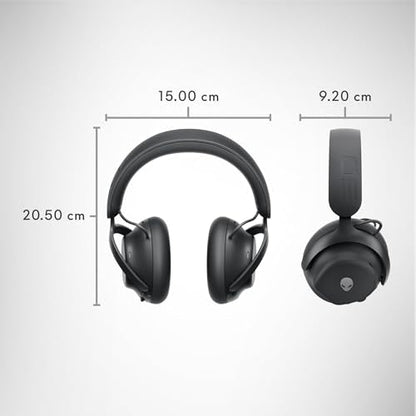 Alienware Pro Wireless Gaming Headset - Wired/Wireless, Bluetooth 5.3, 15 Minute Fast Charging, Audio Output 20 Hz, Battery Talk Time (ANC on) Up to 24 Hrs (Bluetooth), Dark Side of The Moon