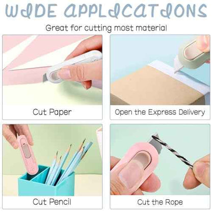 Box Cutter,Retractable Box Opener, Package Opener, Easy Slide Retractable Cute envelope opener for opening daily express boxes, envelopes, packages, paper tapes and more (8 Pcs Box Cutter))