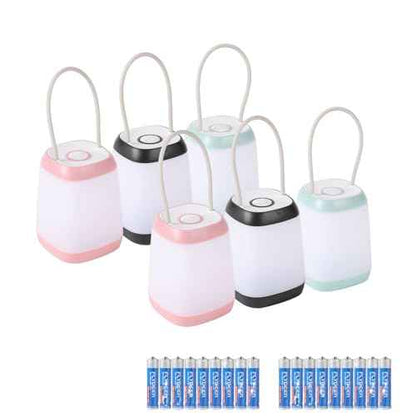 6 Pack LED Camping Light, 3 Modes Battery Powered Night Light for Indoor and Outdoor Emergency Light, Tent Lantern, Camping, Gifts (Includes 18 AAA Batteries)