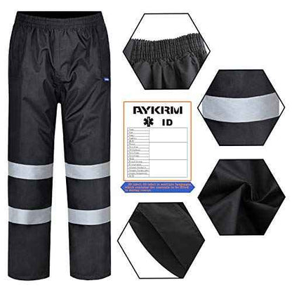 AYKRM 4 Colors Safety Rain Pants Reflective High Visibility Waterproof Rain Pants