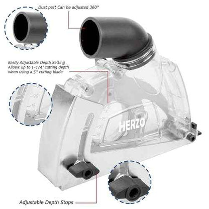 HERZO Cutting Dust Shroud for 5 inch and 4-1/2 inch Angle Grinder