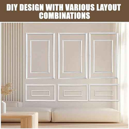 3 Set Peel and Stick Wall Molding Kit - Inner and Outer Layers Style Accent Wall Molding, Ready-to-Assemble Pre Made Wainscoting Wall Panel for Home D?cor (Premium Textured Finish)
