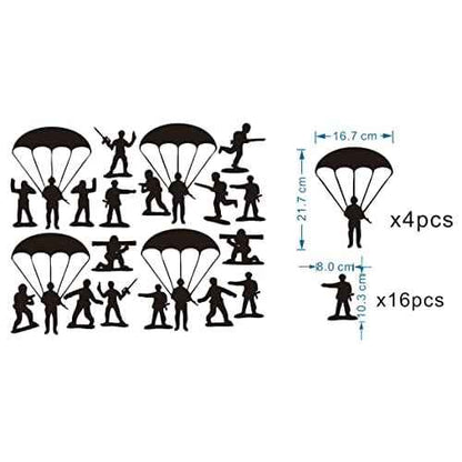 Home Interior Kids Room Armyman Soldiers Paratroopers DIY Wall Decor Stickers Parachute Wall Decal for Teens Bedroom Living Room Decor Poster AFN104 (Army Green)