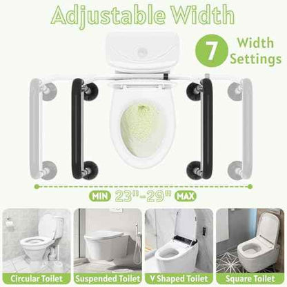 Toilet Safety Rails for Seniors - Adjustable & Foldable Medical Toilet Safety Frame - Heavy Duty Stand Alone Toilet Handles Support for Elderly Disabled & Handicap - Fits Most Toilets (380 lb)