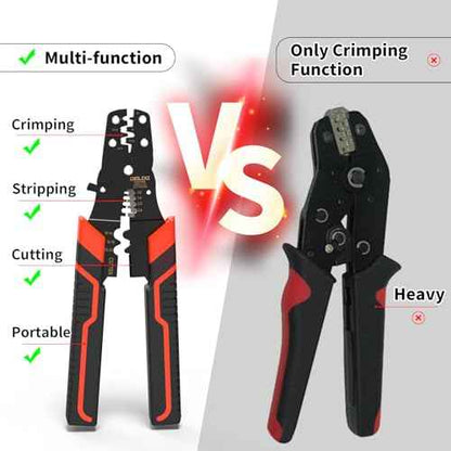 Crimping Tool with Stripper & Terminal Crimper, Multifunctional Wire Crimping Tool for AWG 28-10 Wires and 1.0-2.6 mm©÷ Cable Stripping, Perfect for Network Engineers, DIY Enthusiasts