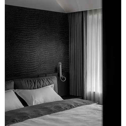 Peel and Stick Wallpaper Black Crocodile Wall Paper Modern Textured Self-Adhesive Removable Contact Paper Thicken Waterproof Easy to Clean Decorative for Bedroom Bathroom Film 118 "x15.75