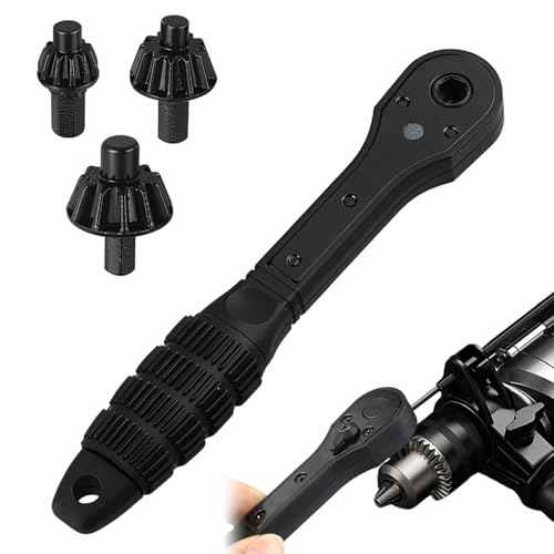 2-in-1 Ratchet Drill Chuck Key Wrench, Universal Double Head Chuck Key Replacement Tool for Drill, Compatible with Most Electric Drills and Power Tools, for Tightening Loosening Drills(1 Set)
