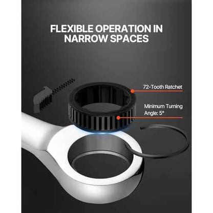 VEVOR Combination Wrench Set, 16-Piece Ratcheting Wrench Set with Organizer Rack, Cr-V Steel, Metric 8 mm to 24 mm, Ideal for General Household, Garage, Workshop, Auto Repairs, Emergency