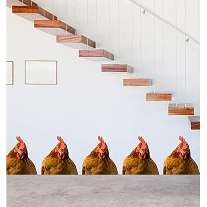 Chicken Brown Hen Looking at You Wall Decal - Peel and Stick Decoration for Room, Bedroom, Window, Store Showcase, Classroom, Car - Cute Chicken Head Sticker