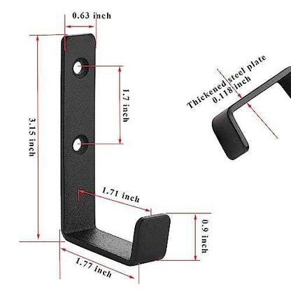 Wall Hooks Heavy Duty Extra Thick Pure Metal Screw Double Hole Installation More Firm Hook Coat Key Robe Hanger Utility Hooks Sand Black-6