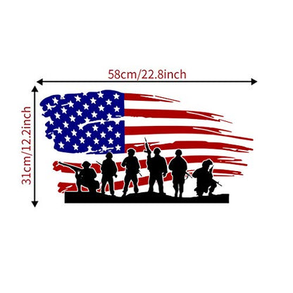 Amaonm Removable Vinyl American Flag and Soldier Wall Decal - USA Flag Wall Stickers Peel Stick Art Decor for Classroom, Kids Bedroom, Teens Nursery, Living Room, Playroom, Offices Wall Decoration