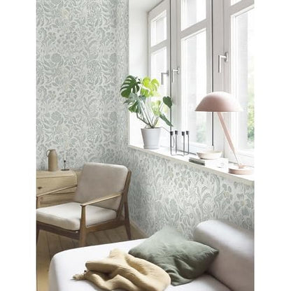 Heroad Floral Contact Paper Green Peel and Stick Wallpaper Botanical Self Adhesive Removable Stick on Wall Paper for Cabinets Drawers Waterproof Bathroom Pantry Wall Decor Vinyl Roll 17.3''x78.7''