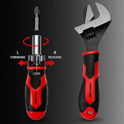 53-Piece Socket Ratchet Wrench Set, with 20-In-1 Ratcheting Screwdriver & 2-in-1 Adjustable Wrench for Garage, Auto Repair, Household Backyard & College Dorm