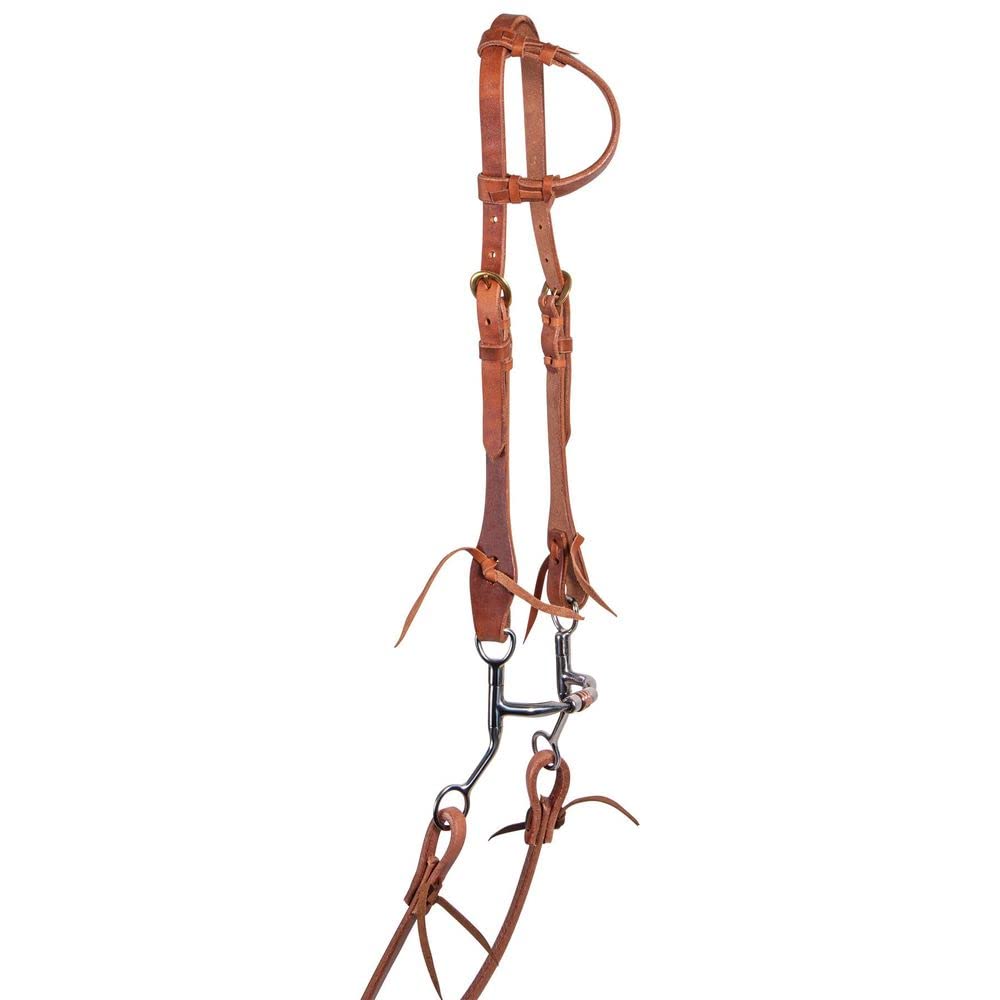 Schneiders Harness Leather One Ear Headstall | Leather | Hand Rubbed and Oiled | Double Sided Adjustment | Sliding Ear Piece | Solid Brass Hardware | Color Light Oil | Size Full Horse