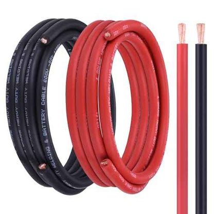 4 Gauge Battery Cable, 15FT Red + 15FT Black 4 AWG Welding Cable, Stranded Oxygen-Free Copper Wire for Automotive, Battery, Solar, Marine and Generator