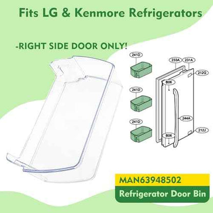 MAN63948502 Door Shelf Bin Compatible with lg LFXS28968D, LFCC22426S, LRMXS2806S, etc, Part Number: PS12715906, 4956969, AP6873760, EAP12715906