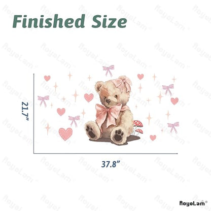Cute Teddy Bear Doll Wall Stickers for Nursery Pink Wall Decals for Kid Girl Baby Removable Peel and Stick Wall Art Home Decor Decoration for Preschool Living Room Bedroom