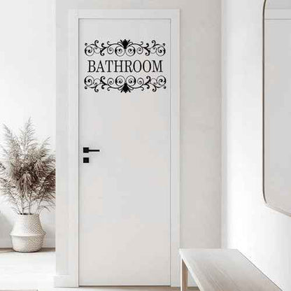 JIEYAO 2 Pcs Black Vine Bathroom Wall Decals, Vinyl Bathroom Wall Stickers Wall Art for Bathrooms Removable Peel and Stick