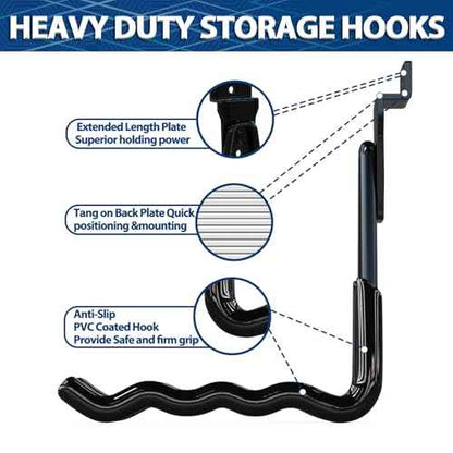 Slatwall Accessories 14PC,Slatwall Hooks with 1 Extra Round Strengthen Welding Spot,Slat Wall Hanging Hooks and Hangers,5 Sizes with Extension Cord Organizer(Black)