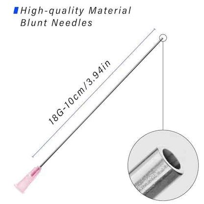 10ml Glue Applicator Syringes with 18G 4 Inch Blunt Tip Injector Long Needles and Cap for Dispenser Liquids, Ink, Oil, Epoxy, Wood Glue
