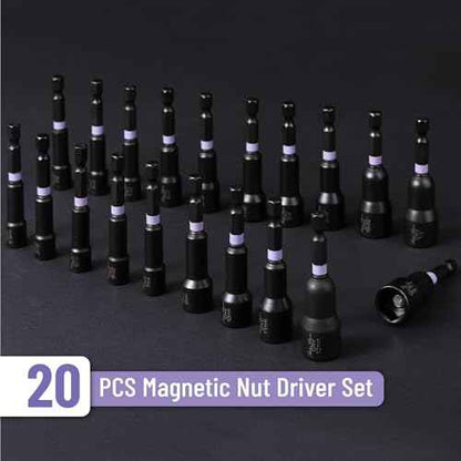 Bates Choice Magnetic Nut Driver Set, 20pc, Metric & SAE, 5-13mm, 3/16"-1/2", Hex Nut Driver Set with Storage Bag