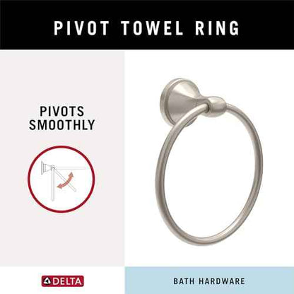 Delta Faucet Becker 3-Piece Bathroom Set, SpotShield Brushed Nickel, 18"/24" Towel Rack, Toilet Paper Holder, Ring BCK63-DN