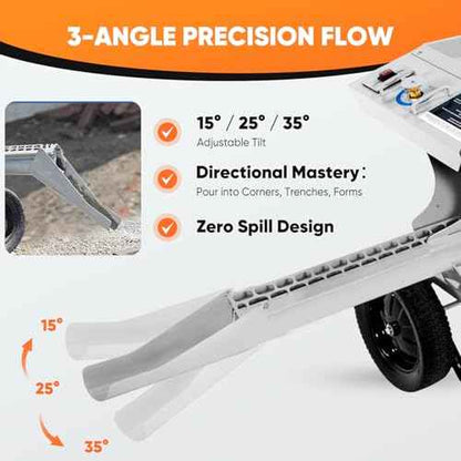 Premium Chute Extension,Compatible with Mud brand Cement Mixers,18Inch Features 15/25/35 Degree Adjustable Angles, Anti-Rust Coated, Ideal for Various Concrete Pouring and Construction Applications