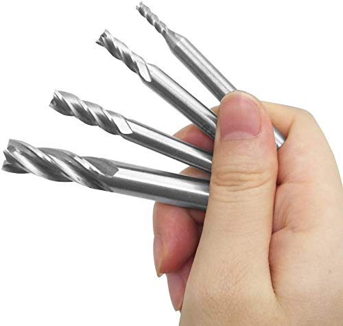 ASNOMY 10pcs 4-Flute End Mill Set, Metric CNC Milling Cutter Drill Bits Router Bits Cutter Tool Set for Wood Aluminum Cast Iron Copper Plastic, Straight Shank 2-12mm