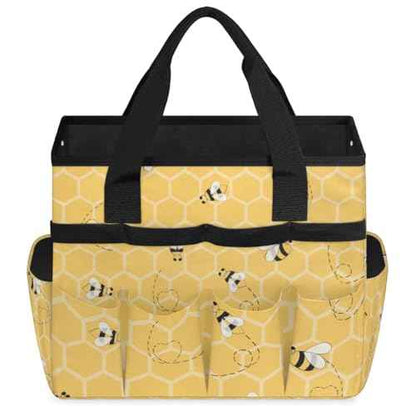 Honeycomb Garden Tool Bag Tote, Oxford Tool Bags Heavy Duty, Portable Gardening Tool Storage with Pockets & Handle,Multi-Pocket Tool Organizer Bag for Outdoor Garden Lawn Yard