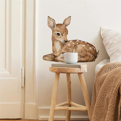 Cute Fawn Deer Wall Stickers, sacinora Cartoon Animal Wall Decals Removable Vinyl Peel and Stick for Living Room Bedroom Kids Baby Nursery Playroom Decorations