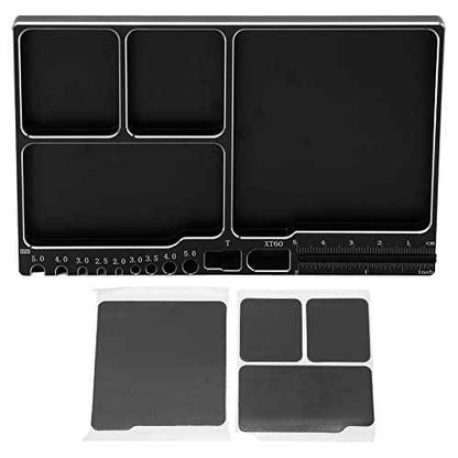 Kadimendium RC Repair Tool Tray Large Space Magnetic Adsorption Sturdy Durable Magnetic Screw Tray Alloy Screw Tray Model for DIY(Black)