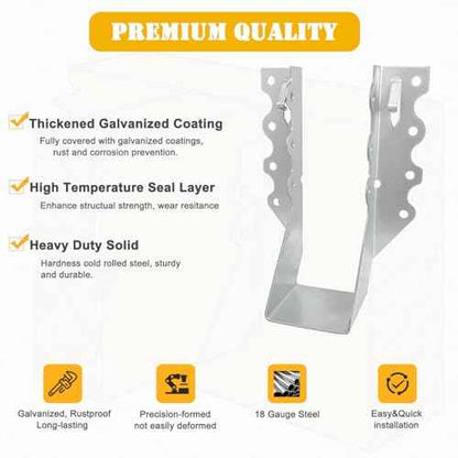 [50 Pack] 2x6 Joist Hanger, 18 Gauge LU28 Galvanizing Face Mount Joist Hangers, Wood Hurricane Ties, Rafters Tie