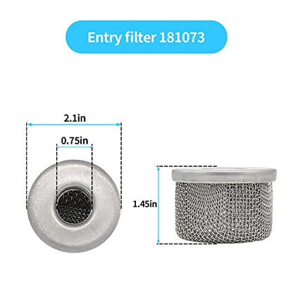 181073 or 181-073 Inlet Strainer Screen Filter with 1/2" NPT Thread Stainless Steel for Airless Paint Sprayer 455 495 Ultra 500 Ultra Max 695