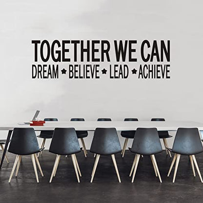 VODOE Together We Can Dream Believe Lead Achieve Wall Decals Office Meeting Room Wall Stickers Inspirational Motivational Art Vinyl Office Teamwork Quotes Business Wall Decor 25"X7"