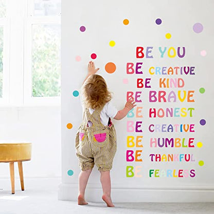 Inspirational Wall Decal: Be Kind, Be You Rainbow Motivational Quotes - Classroom Decor for Kids Girls Bedroom - Be Thankful, Be Brave, Be Creative Lettering
