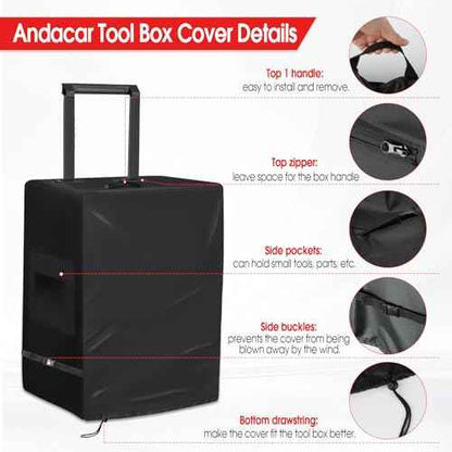 Tool Box Cover for Keter Stack-n-Roll Modular Tools Organizer Stackable 3PC Rolling Tool Box System with Wheels, 600D Waterproof Tool Chest Organizer Cover, Black, Cover Only