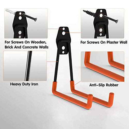 Intpro 12pack Steel Garage Storage Utility Double Hooks Organizer Heavy Duty Wall Mount Tool Holder for Organizing Power Tools Ladders Bulk Items