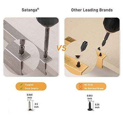 Satanga Edge Finger Tab Pull for cabinets Kitchen Concealed Drawer pulls Aluminum Flat Hidden Back Mount Door Handle for Home Pack of 10 Modern Brushed Nickel 11.81" Overall Length Easy Installation